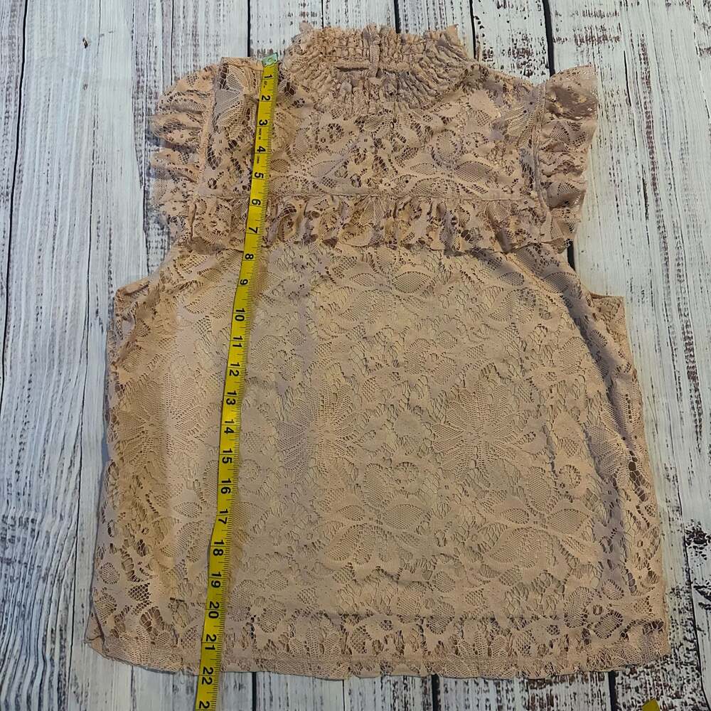 Vintage Lace Ruffle Blouse Cottagecore Sheer Romantic Top-10 - Picture 3 of 6